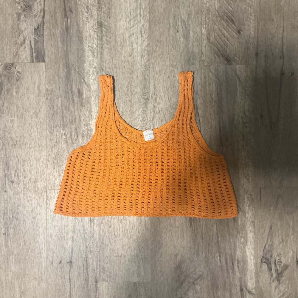 Wild Fable Orange Crochet Knit Crop Top Tank, Size Medium - Boho Summer‎ Style
